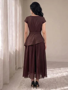 Burgundy Woven Short Sleeve