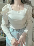 Neck Gigot Sleeve Tee