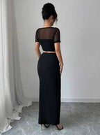 Crop Top And High Slit Maxi Skirt