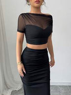 Crop Top And High Slit Maxi Skirt