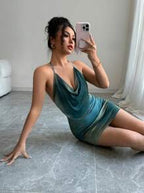 Sexy Backless Lace-Up Gradient