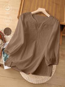 V-Neck Embroidered Short Sleeve