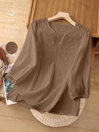 V-Neck Embroidered Short Sleeve