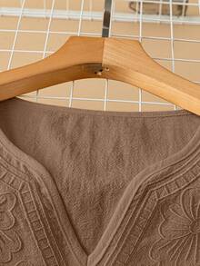 V-Neck Embroidered Short Sleeve