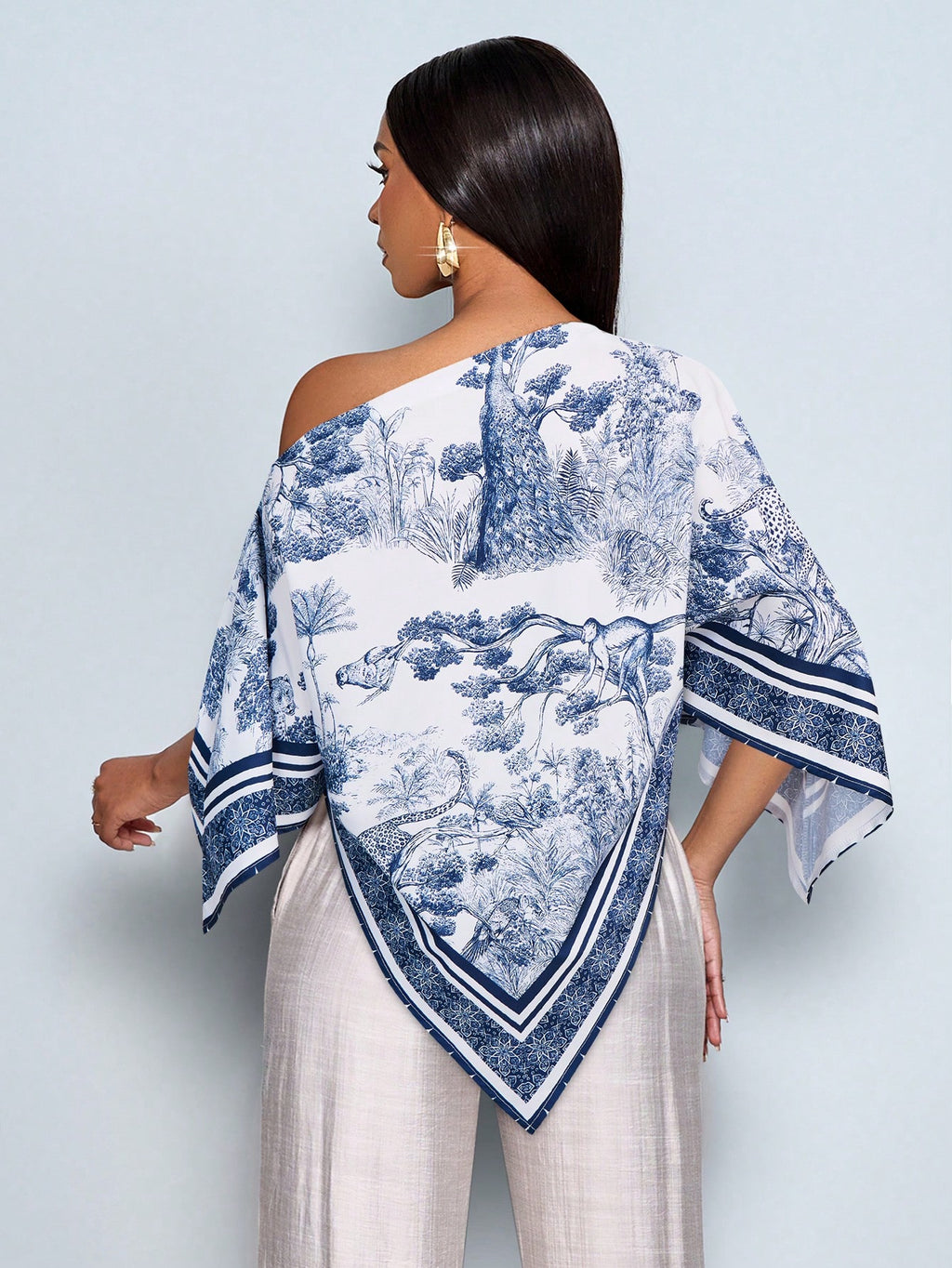 Asymmetric Neck Long Sleeve