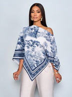 Asymmetric Neck Long Sleeve