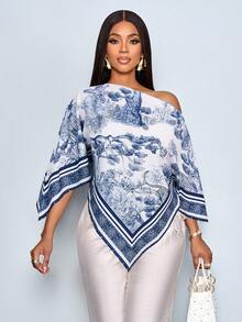 Asymmetric Neck Long Sleeve