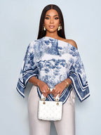 Asymmetric Neck Long Sleeve
