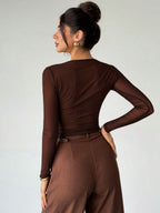 Draped Collar Knit Top