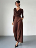 Draped Collar Knit Top