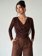 Draped Collar Knit Top