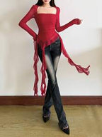Square Neck Fitted Tassel