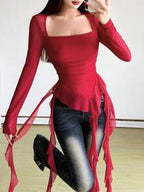 Square Neck Fitted Tassel