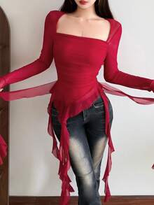 Square Neck Fitted Tassel