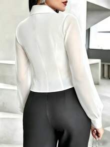 Lantern Sleeve Blouse White Spring