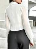Lantern Sleeve Blouse White Spring