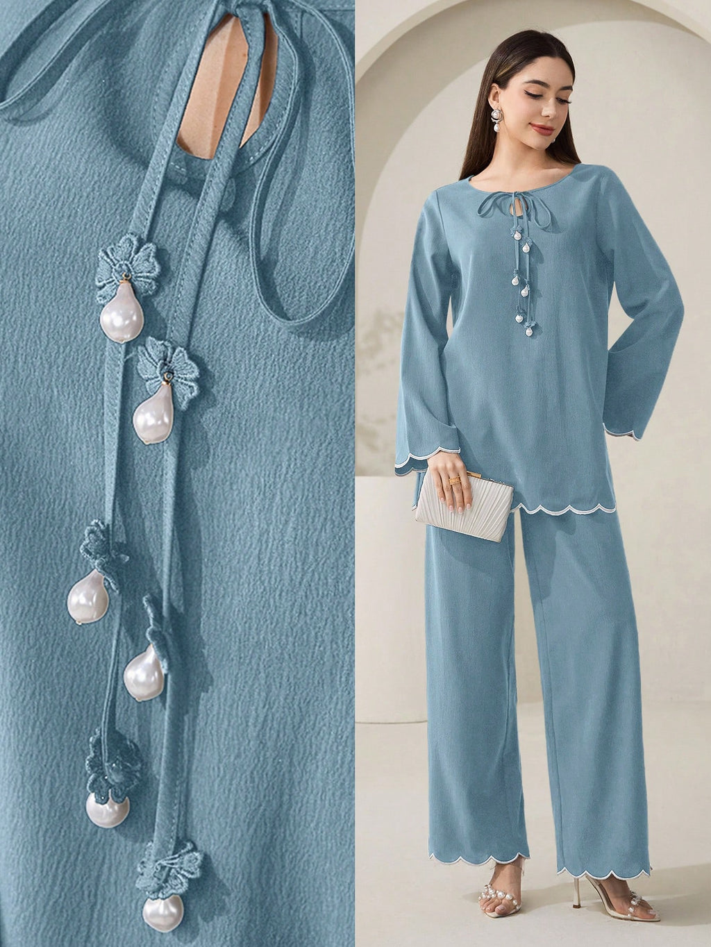 Casual Wave Embroidery Top