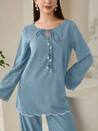Casual Wave Embroidery Top