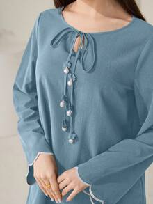 Casual Wave Embroidery Top
