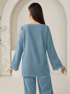 Casual Wave Embroidery Top