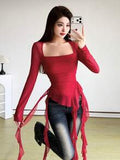 Square Neck Fitted Tassel