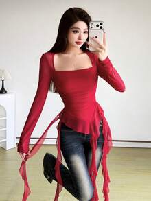 Square Neck Fitted Tassel