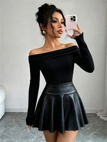 Off Shoulder Pleated T-Shirt