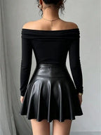 Off Shoulder Pleated T-Shirt