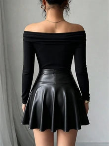 Off Shoulder Pleated T-Shirt