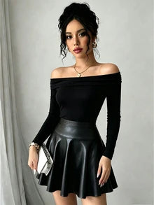 Off Shoulder Pleated T-Shirt