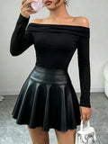 Off Shoulder Pleated T-Shirt
